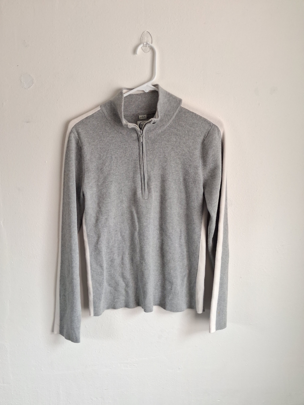 Vintage Polo Jean Ralph Lauren Sweater Women L Ribbed Turtle Neck Grey Flag
